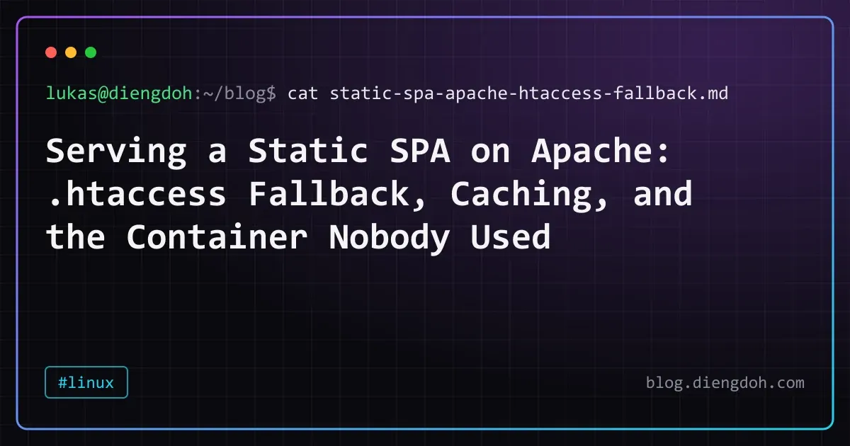 Serving a Static SPA on Apache: .htaccess Fallback, Caching, and the Container Nobody Used